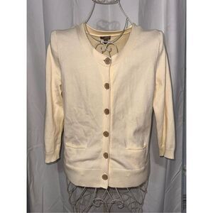 J Jill Cardigan Sweater Set Womens Size small Butter Yellow 3/4 Sleeve Casual sw